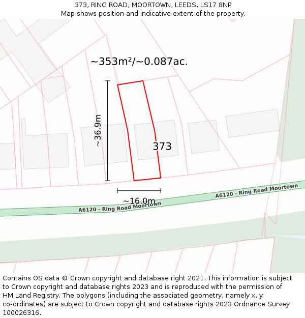 373, RING ROAD, MOORTOWN, LEEDS, LS17 8NP: Plot and title map