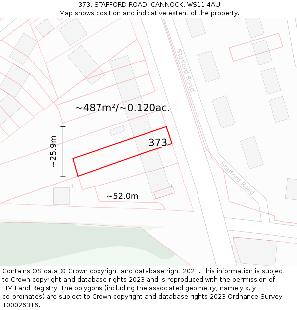 373, STAFFORD ROAD, CANNOCK, WS11 4AU: Plot and title map