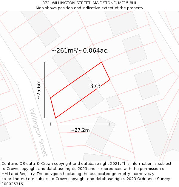 373, WILLINGTON STREET, MAIDSTONE, ME15 8HL: Plot and title map