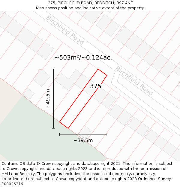 375, BIRCHFIELD ROAD, REDDITCH, B97 4NE: Plot and title map