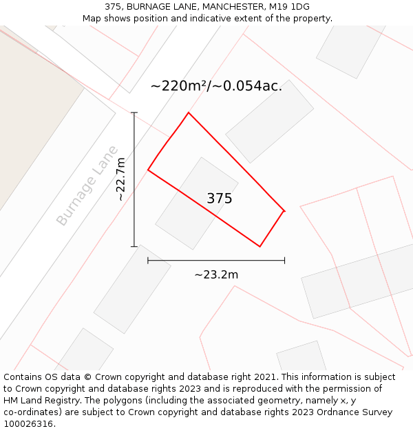 375, BURNAGE LANE, MANCHESTER, M19 1DG: Plot and title map