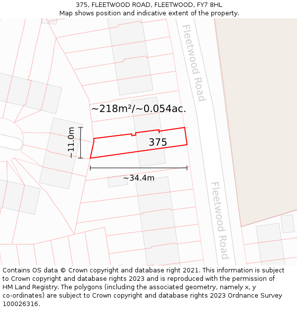 375, FLEETWOOD ROAD, FLEETWOOD, FY7 8HL: Plot and title map