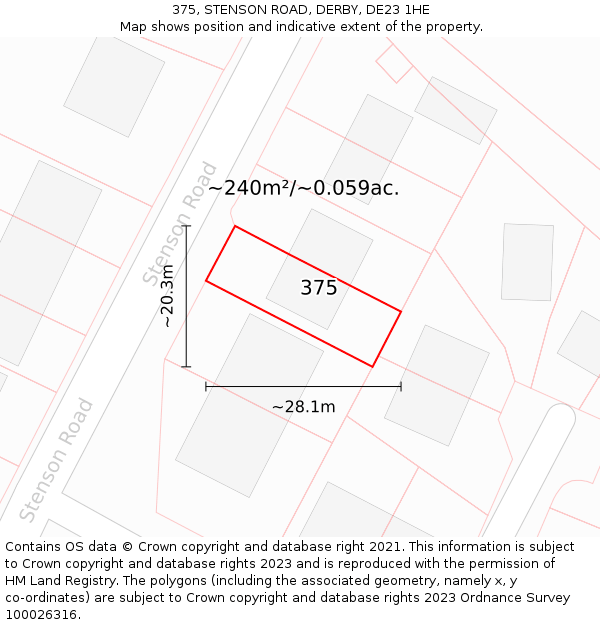 375, STENSON ROAD, DERBY, DE23 1HE: Plot and title map