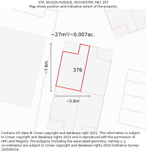 376, WILSON AVENUE, ROCHESTER, ME1 2ST: Plot and title map