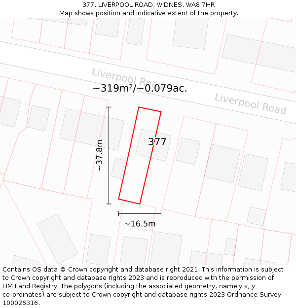 377, LIVERPOOL ROAD, WIDNES, WA8 7HR: Plot and title map