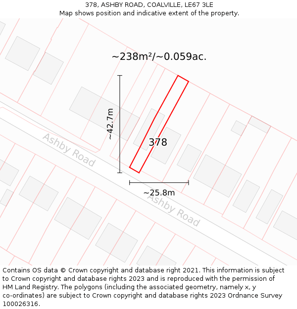 378, ASHBY ROAD, COALVILLE, LE67 3LE: Plot and title map