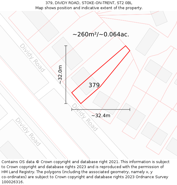 379, DIVIDY ROAD, STOKE-ON-TRENT, ST2 0BL: Plot and title map