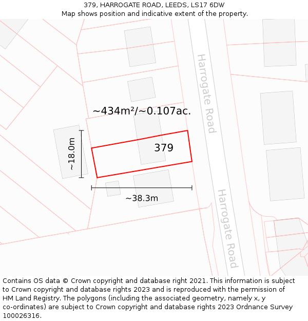 379, HARROGATE ROAD, LEEDS, LS17 6DW: Plot and title map