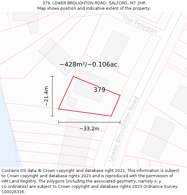 379, LOWER BROUGHTON ROAD, SALFORD, M7 2HR: Plot and title map