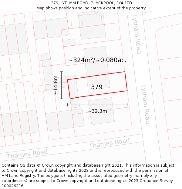 379, LYTHAM ROAD, BLACKPOOL, FY4 1EB: Plot and title map