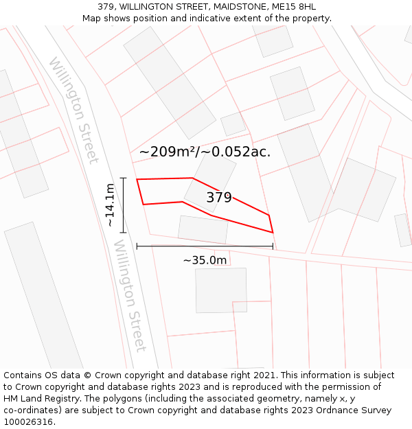 379, WILLINGTON STREET, MAIDSTONE, ME15 8HL: Plot and title map