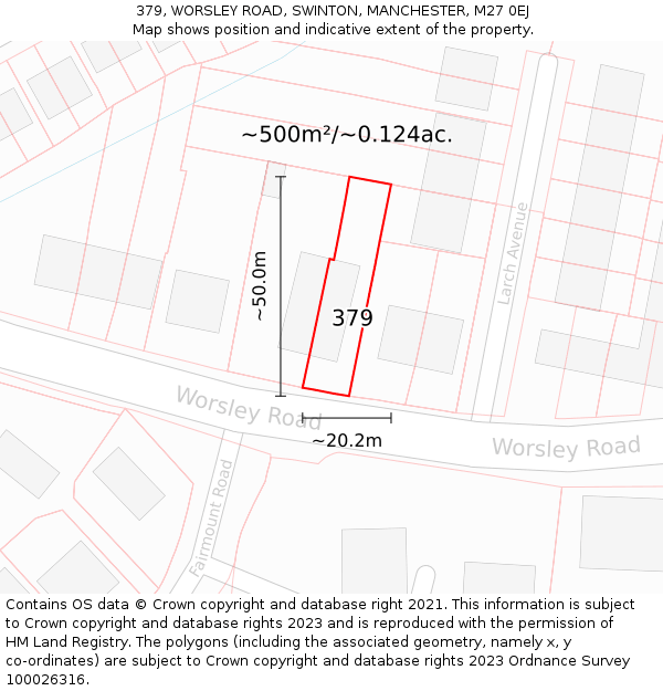 379, WORSLEY ROAD, SWINTON, MANCHESTER, M27 0EJ: Plot and title map