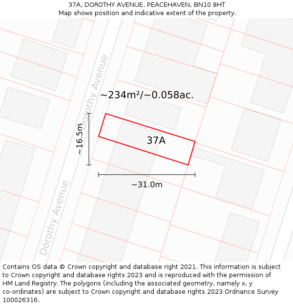 37A, DOROTHY AVENUE, PEACEHAVEN, BN10 8HT: Plot and title map