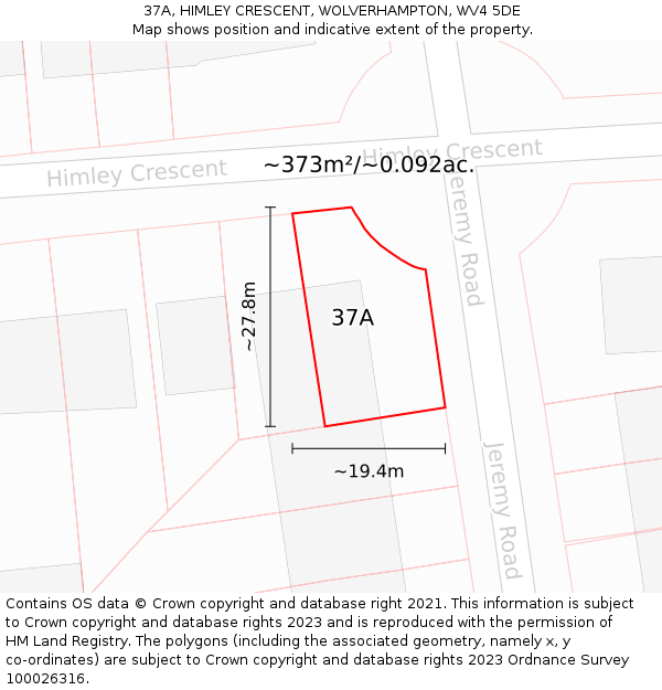 37A, HIMLEY CRESCENT, WOLVERHAMPTON, WV4 5DE: Plot and title map