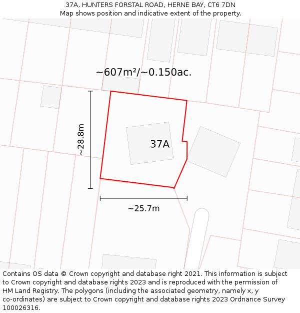 37A, HUNTERS FORSTAL ROAD, HERNE BAY, CT6 7DN: Plot and title map