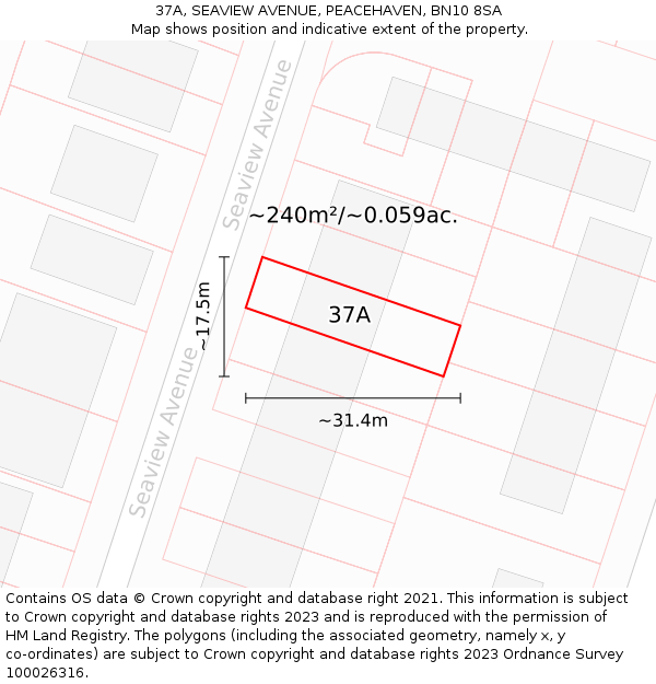 37A, SEAVIEW AVENUE, PEACEHAVEN, BN10 8SA: Plot and title map