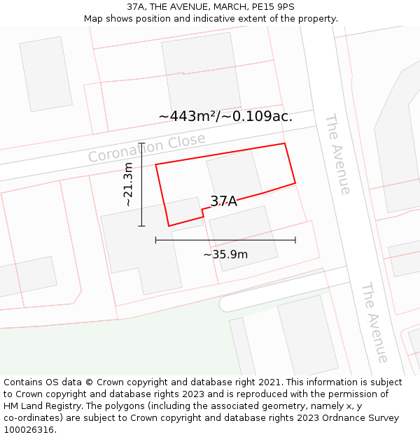 37A, THE AVENUE, MARCH, PE15 9PS: Plot and title map