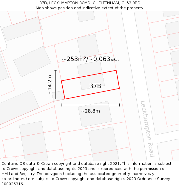 37B, LECKHAMPTON ROAD, CHELTENHAM, GL53 0BD: Plot and title map