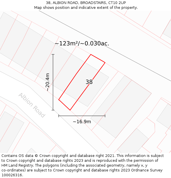 38, ALBION ROAD, BROADSTAIRS, CT10 2UP: Plot and title map