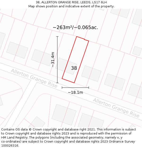 38, ALLERTON GRANGE RISE, LEEDS, LS17 6LH: Plot and title map