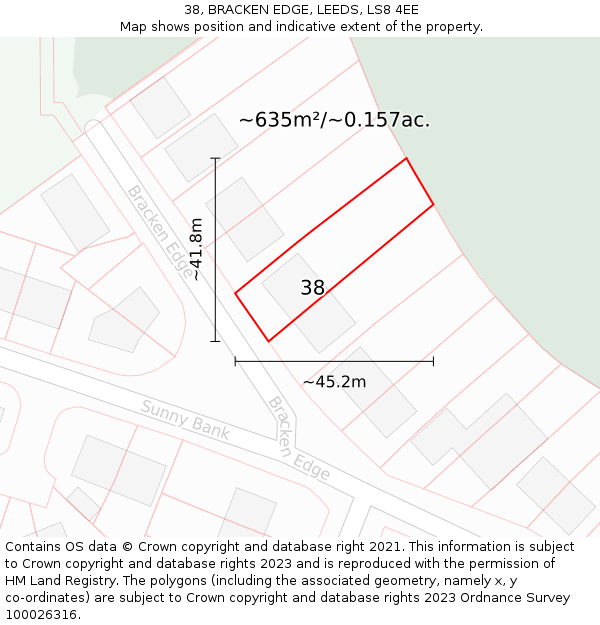 38, BRACKEN EDGE, LEEDS, LS8 4EE: Plot and title map