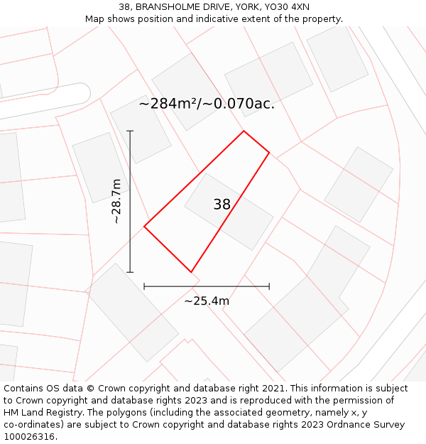 38, BRANSHOLME DRIVE, YORK, YO30 4XN: Plot and title map