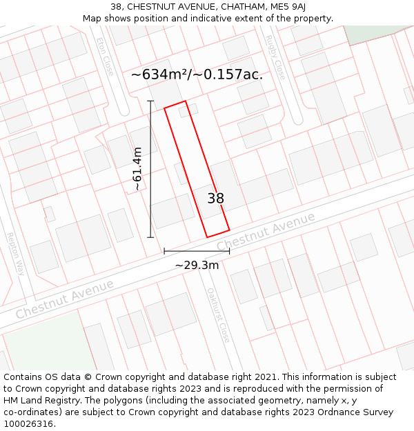 38, CHESTNUT AVENUE, CHATHAM, ME5 9AJ: Plot and title map