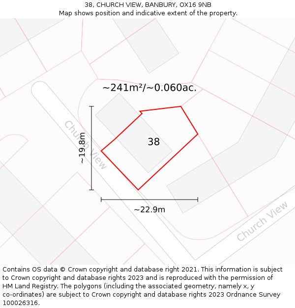38, CHURCH VIEW, BANBURY, OX16 9NB: Plot and title map