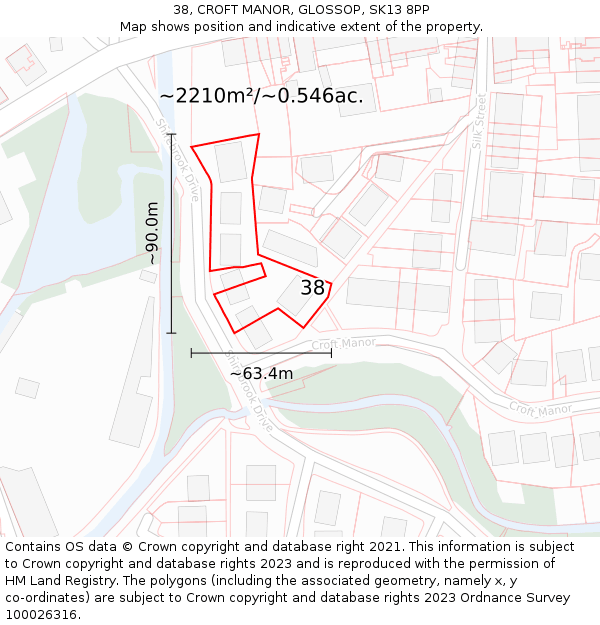 38, CROFT MANOR, GLOSSOP, SK13 8PP: Plot and title map