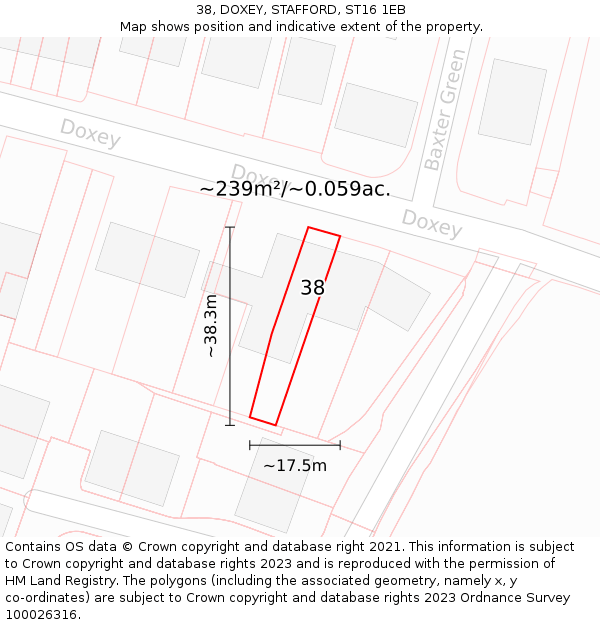 38, DOXEY, STAFFORD, ST16 1EB: Plot and title map