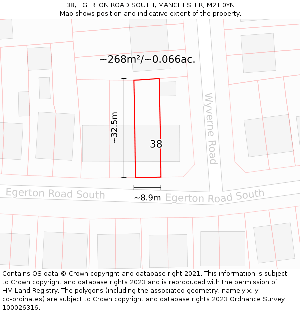 38, EGERTON ROAD SOUTH, MANCHESTER, M21 0YN: Plot and title map