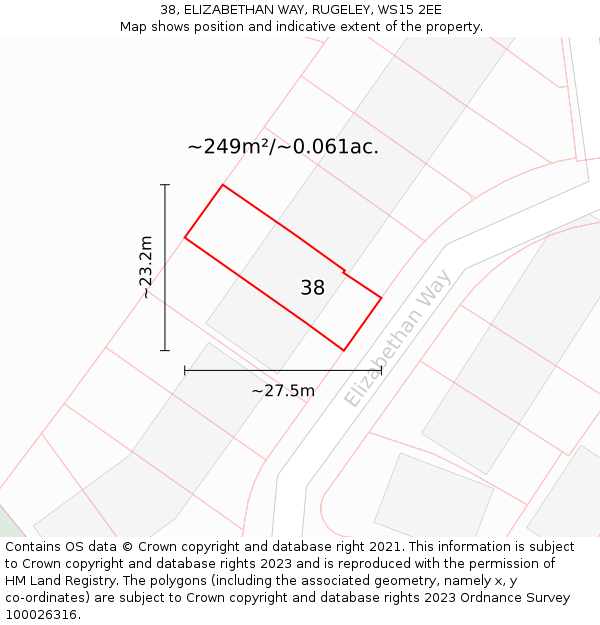 38, ELIZABETHAN WAY, RUGELEY, WS15 2EE: Plot and title map