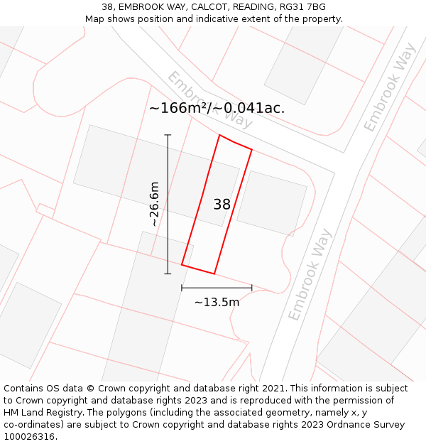 38, EMBROOK WAY, CALCOT, READING, RG31 7BG: Plot and title map