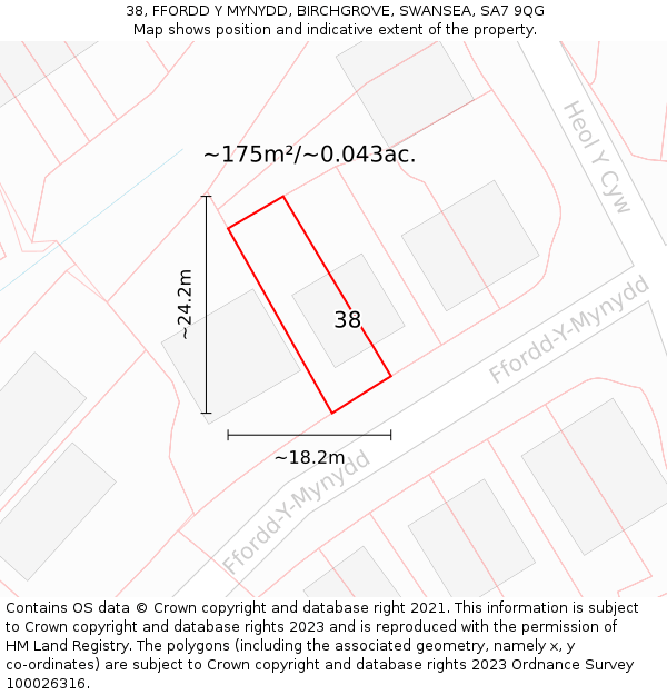 38, FFORDD Y MYNYDD, BIRCHGROVE, SWANSEA, SA7 9QG: Plot and title map