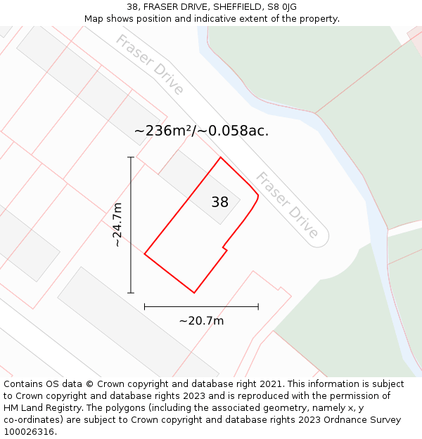 38, FRASER DRIVE, SHEFFIELD, S8 0JG: Plot and title map