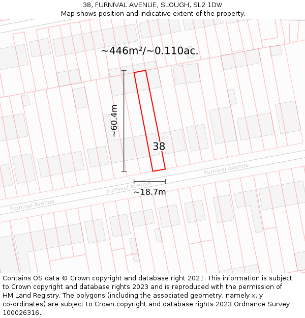 38, FURNIVAL AVENUE, SLOUGH, SL2 1DW: Plot and title map