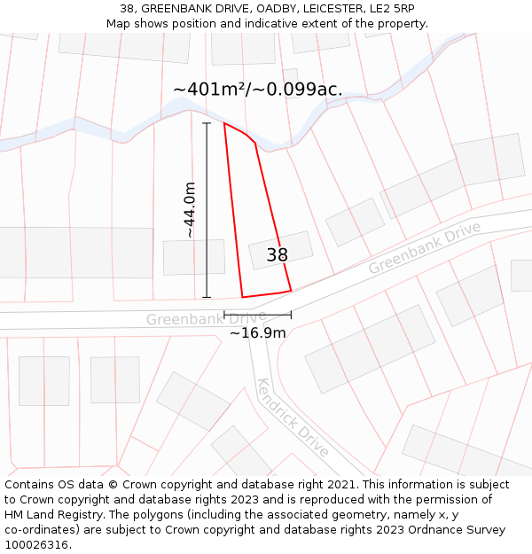 38, GREENBANK DRIVE, OADBY, LEICESTER, LE2 5RP: Plot and title map