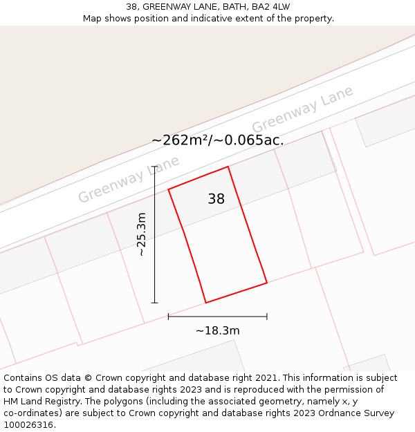 38, GREENWAY LANE, BATH, BA2 4LW: Plot and title map