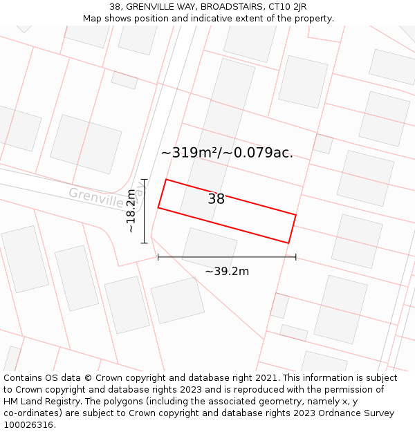 38, GRENVILLE WAY, BROADSTAIRS, CT10 2JR: Plot and title map