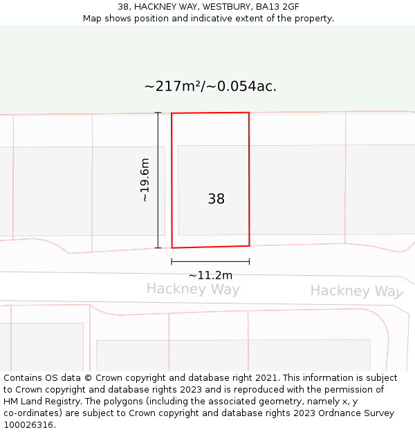 38, HACKNEY WAY, WESTBURY, BA13 2GF: Plot and title map