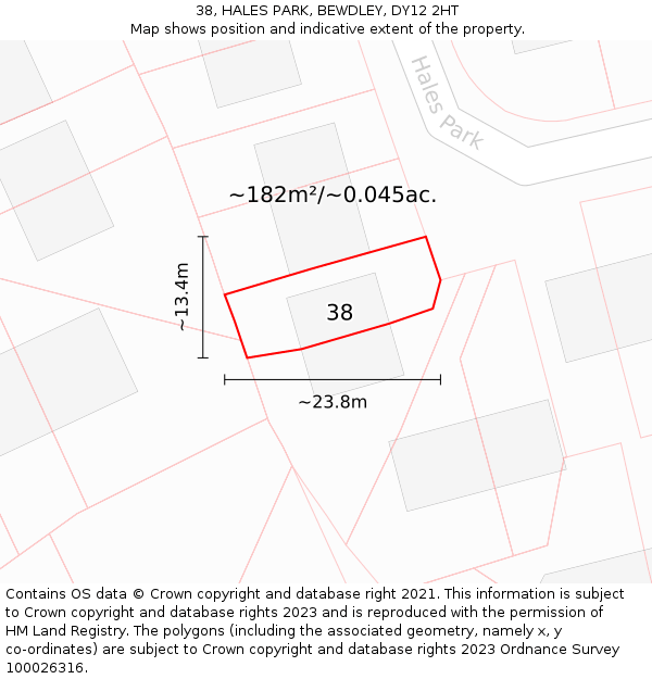 38, HALES PARK, BEWDLEY, DY12 2HT: Plot and title map