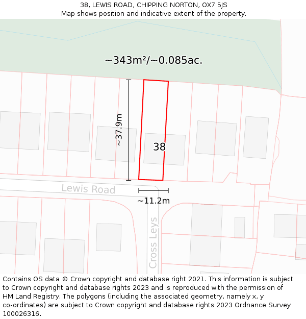 38, LEWIS ROAD, CHIPPING NORTON, OX7 5JS: Plot and title map