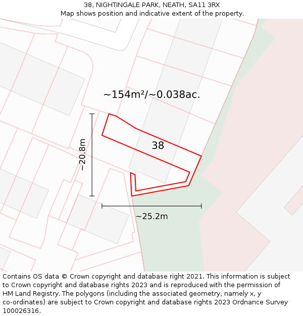 38, NIGHTINGALE PARK, NEATH, SA11 3RX: Plot and title map