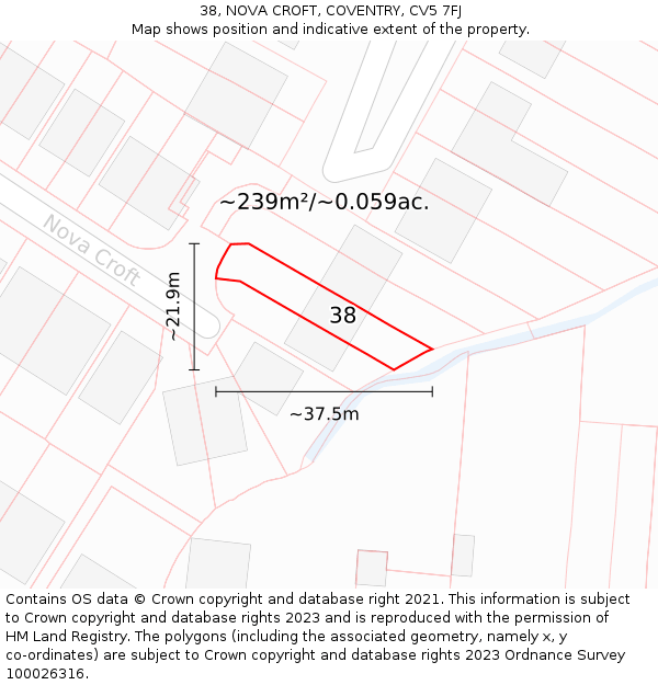 38, NOVA CROFT, COVENTRY, CV5 7FJ: Plot and title map