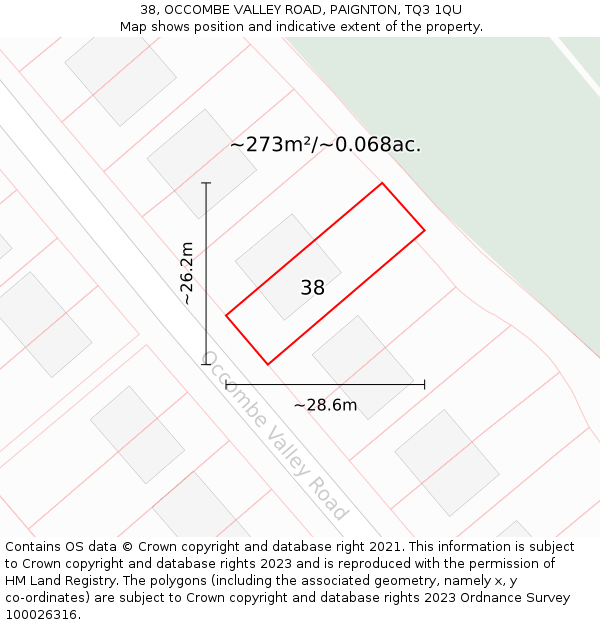 38, OCCOMBE VALLEY ROAD, PAIGNTON, TQ3 1QU: Plot and title map