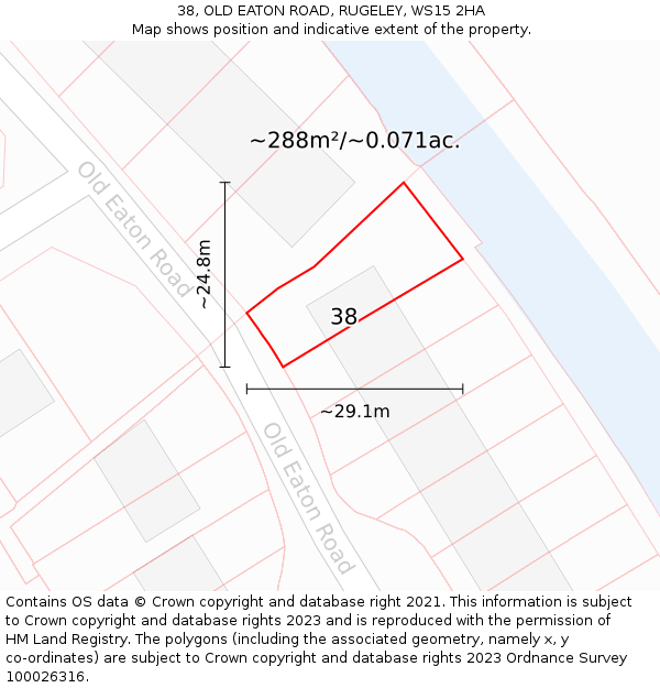 38, OLD EATON ROAD, RUGELEY, WS15 2HA: Plot and title map