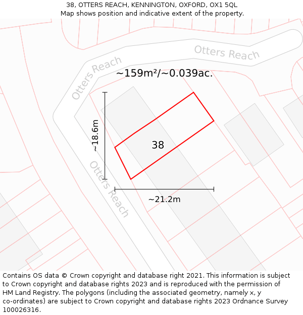 38, OTTERS REACH, KENNINGTON, OXFORD, OX1 5QL: Plot and title map