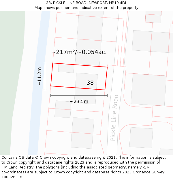 38, PICKLE LINE ROAD, NEWPORT, NP19 4DL: Plot and title map