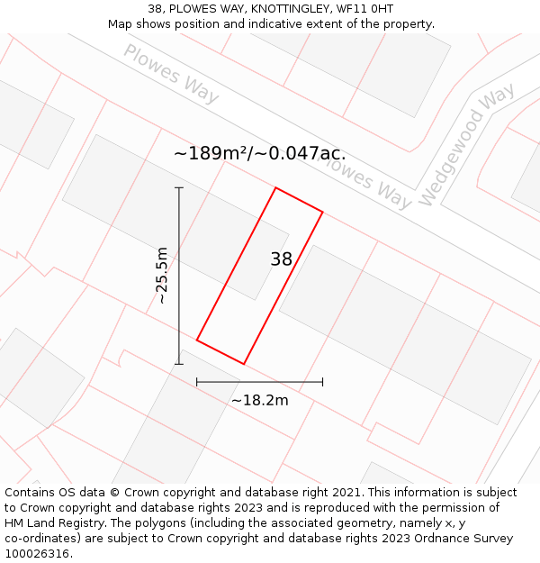 38, PLOWES WAY, KNOTTINGLEY, WF11 0HT: Plot and title map