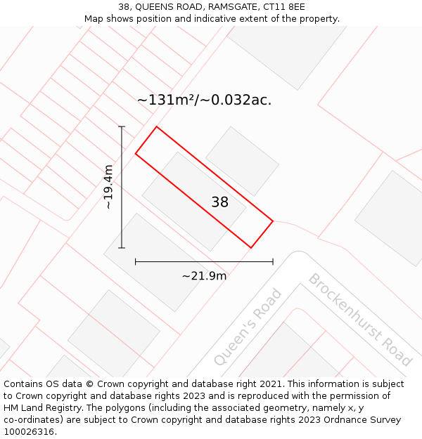 38, QUEENS ROAD, RAMSGATE, CT11 8EE: Plot and title map